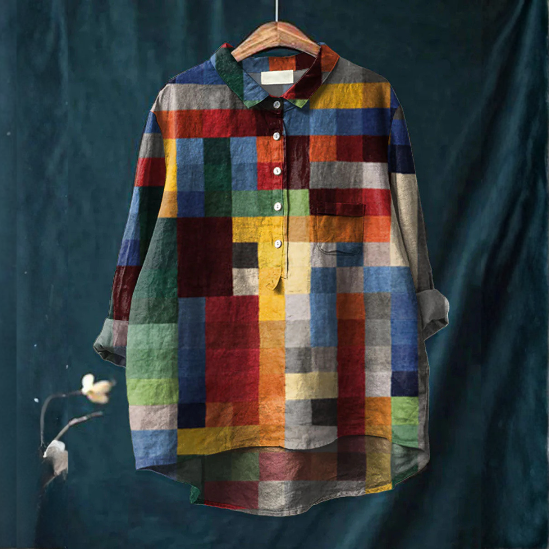 Iris | Color-Blocked Print Top