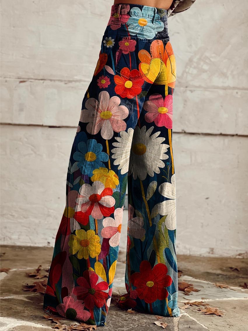 Léna | Floral Print Wide-Leg Trousers