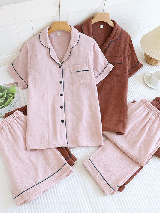 3Pcs Cotton Short Sleeves Pajama Set