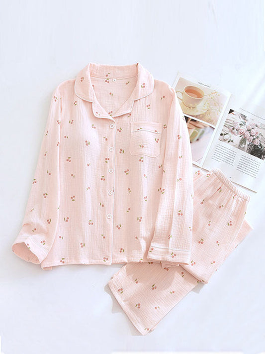Cute Cartoon Print Cozy Cotton Pajama Set