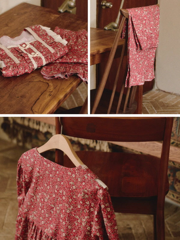 Vintage Floral Lace Trim Pajama Set