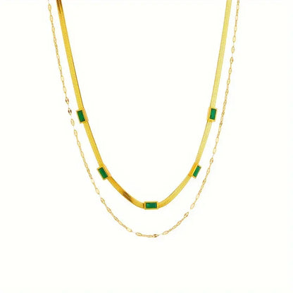 Sorel Gem Double-Layer Retro Necklace | Gold