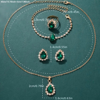 Elisandre Emerald Jewellery Set | Gold