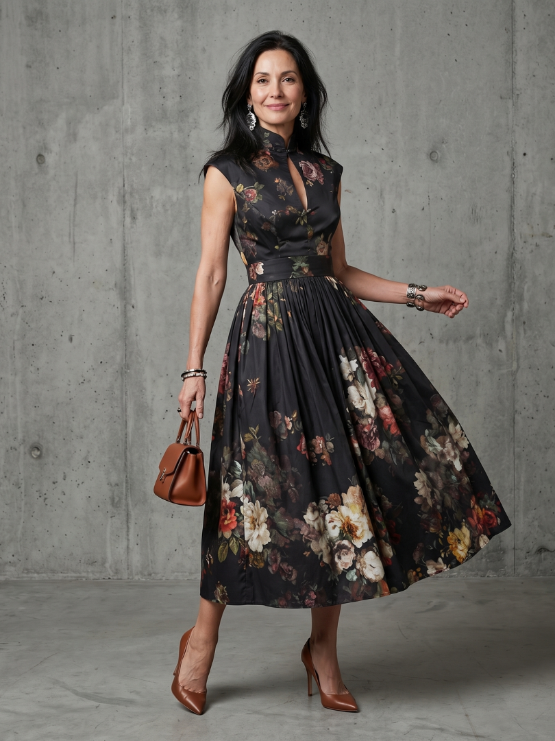 Greta | Floral Midi Pleated Dress