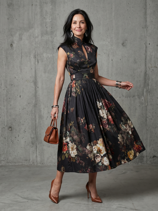 Greta | Floral Midi Pleated Dress