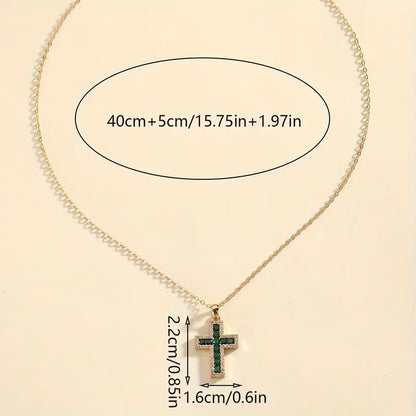 Solone Emerald Cross Pendant Necklace | Gold