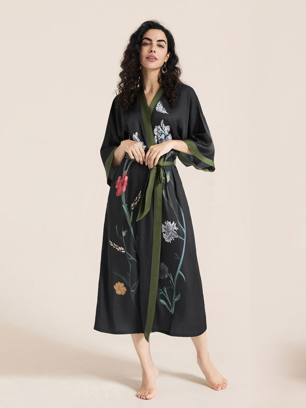 Floral Printed Long Kimono Robe