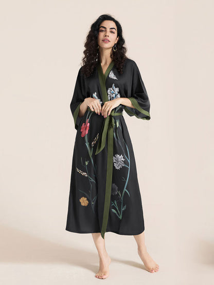 Floral Printed Long Kimono Robe