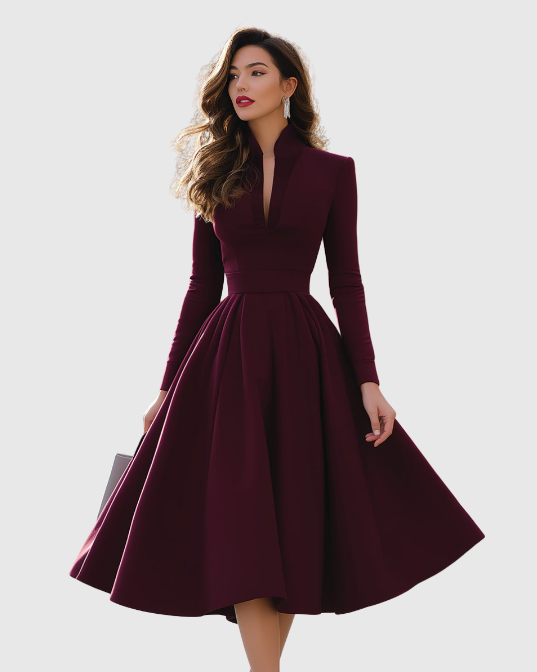 V-Neck Midi Dress