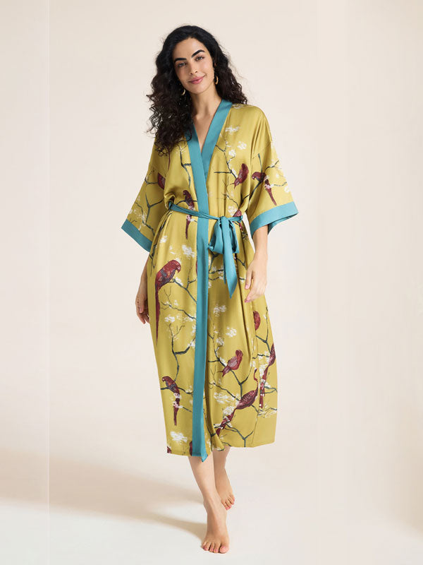 Floral Printed Long Kimono Robe