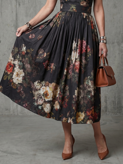 Greta | Floral Midi Pleated Dress