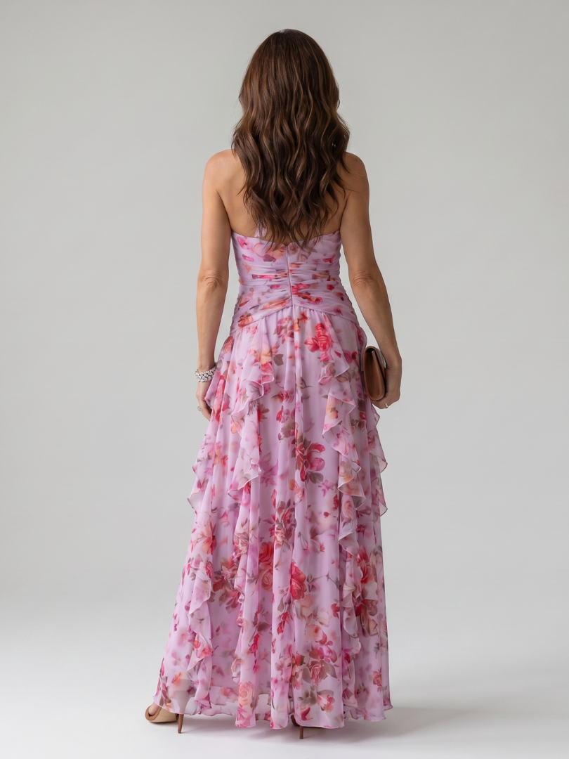 Nori | Floral Halter Ruffle Maxi Dress