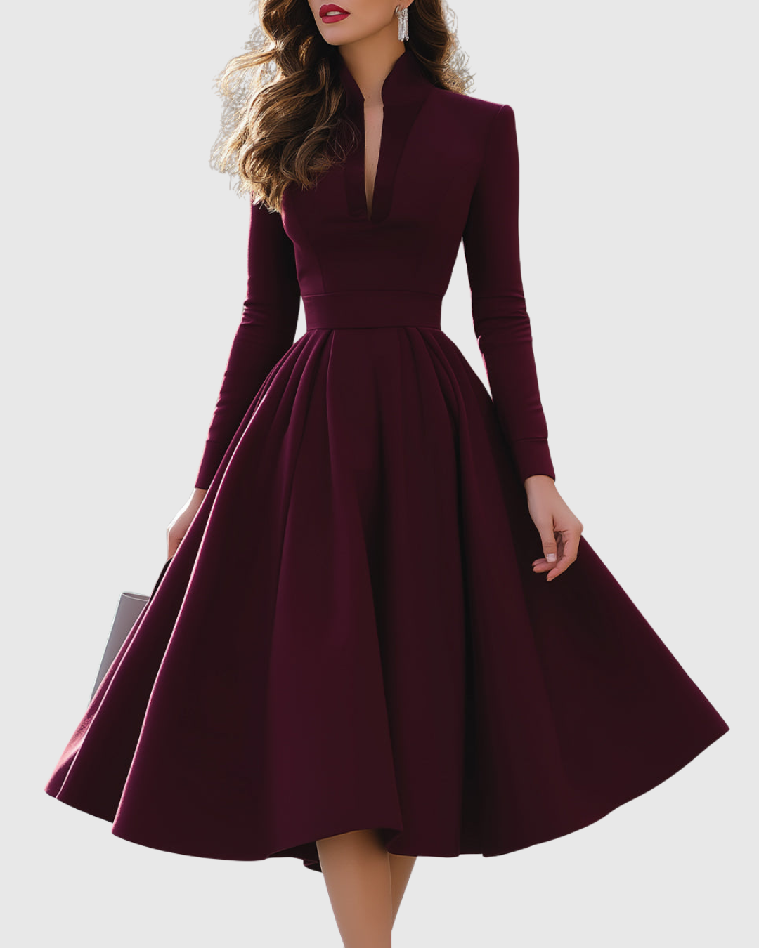 V-Neck Midi Dress