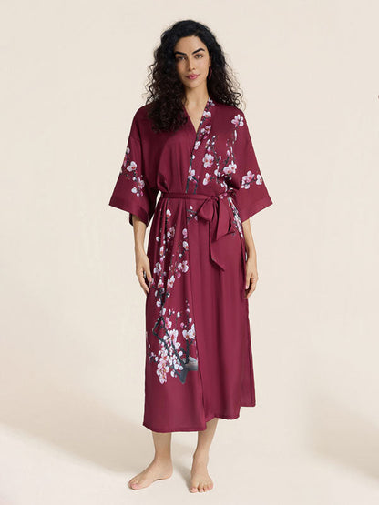 Floral Printed Long Kimono Robe