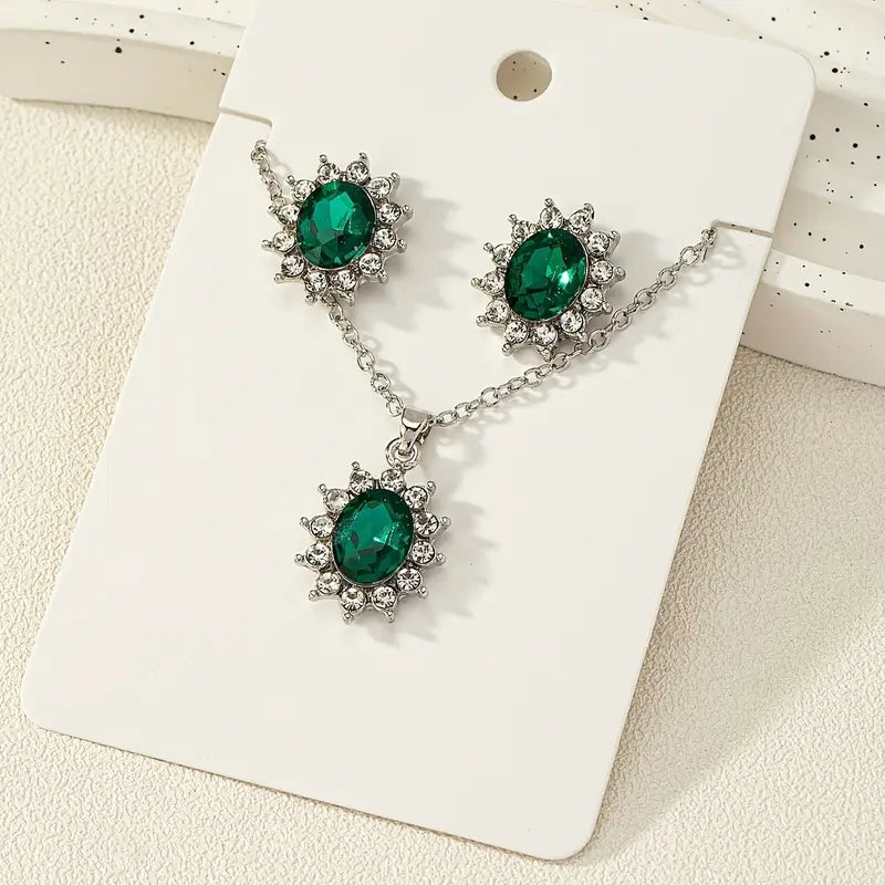Charlotte Emerald Jewelry Set | White Gold
