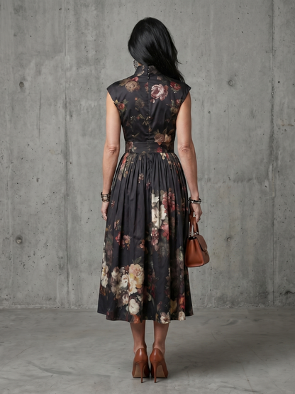 Greta | Floral Midi Pleated Dress