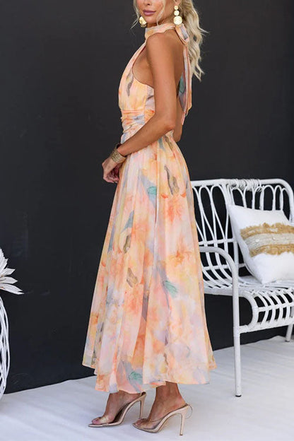 Printed Halter Maxi Dress