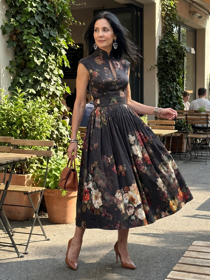 Greta | Floral Midi Pleated Dress