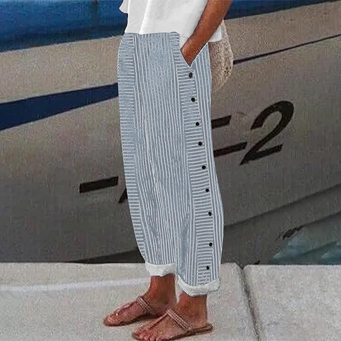 Vienna | Trousers With Striped Button Details