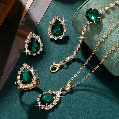 Elisandre Emerald Jewellery Set | Gold