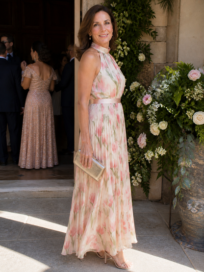 Stella | Floral Printed Halter Midi Dress