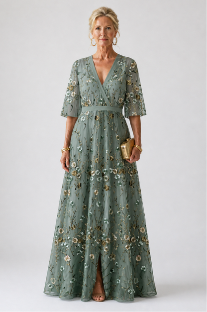 Stella | Floral V-Neck Maxi Dress