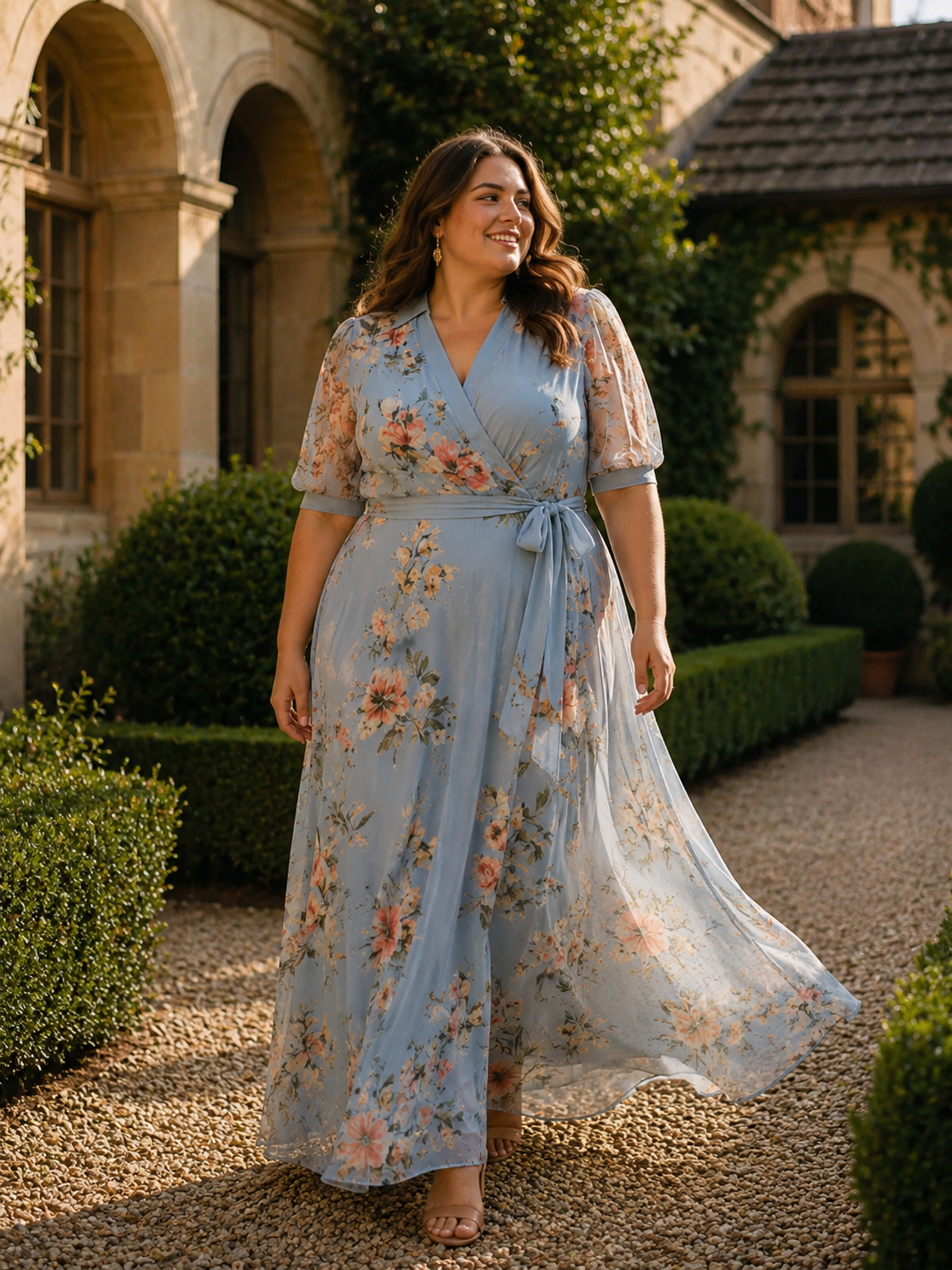 Elowen | Floral V-Neck Wrap Maxi Dress