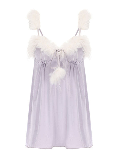 Kafiloe Starry Feather Trim Cami Nightgown