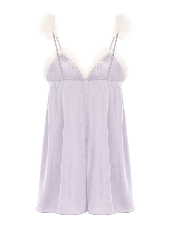Kafiloe Starry Feather Trim Cami Nightgown