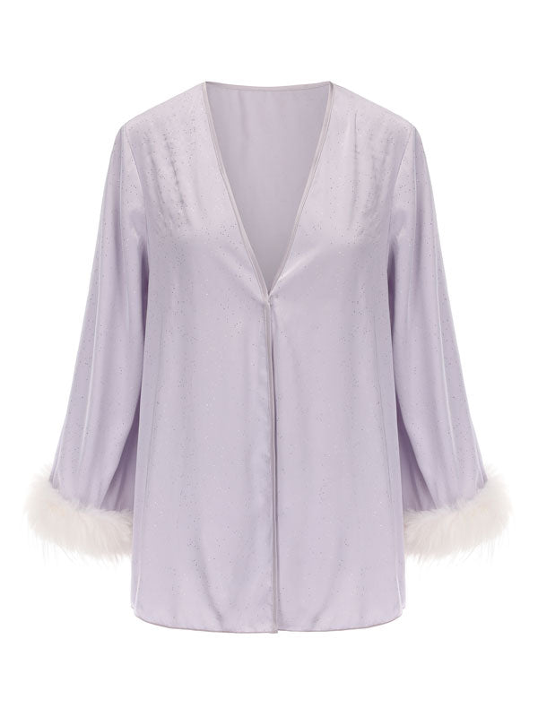 Kafiloe Starry Feather Trim Cami Nightgown