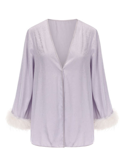 Kafiloe Starry Feather Trim Cami Nightgown