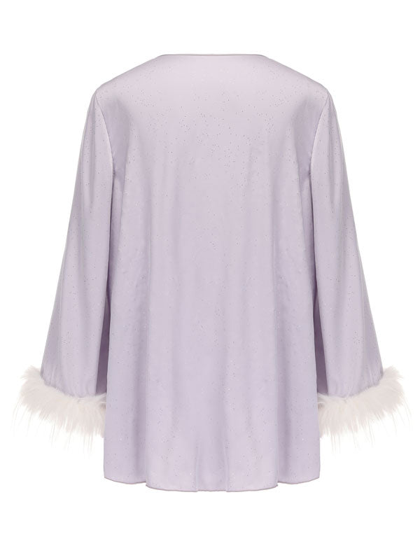Kafiloe Starry Feather Trim Cami Nightgown