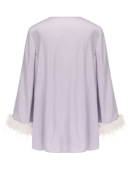 Kafiloe Starry Feather Trim Cami Nightgown