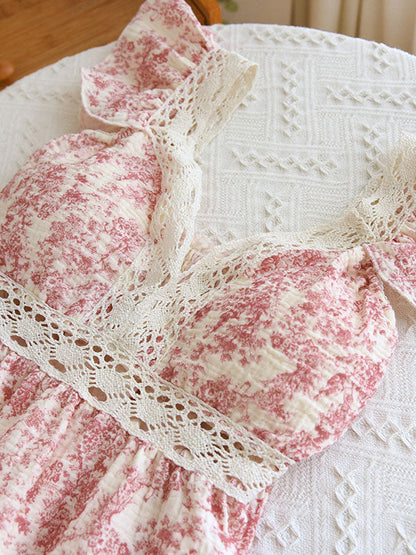 Petal Whisper Lace Short Sleeve Pajama Set
