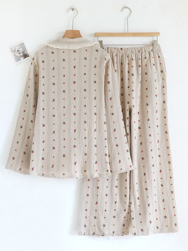 Vintage Floral Long Sleeve Pajama Set