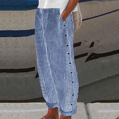Vienna | Trousers With Striped Button Details
