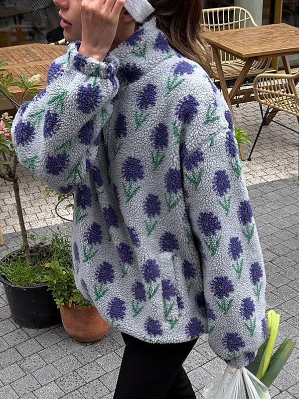 Fleece Jacquard Half Zip Sweatshirt