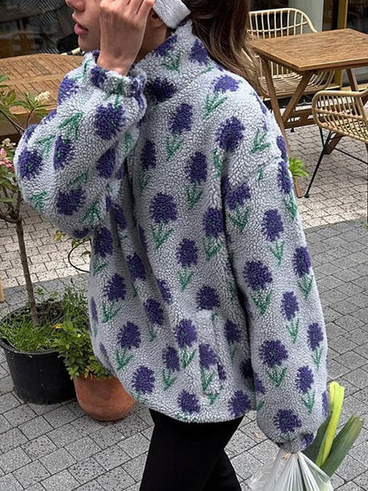 Fleece Jacquard Half Zip Sweatshirt