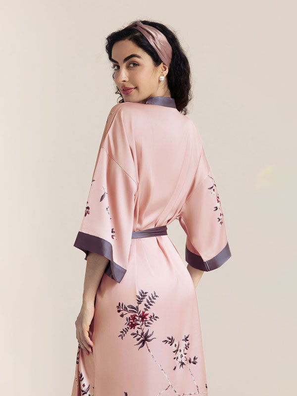 Floral Printed Long Kimono Robe