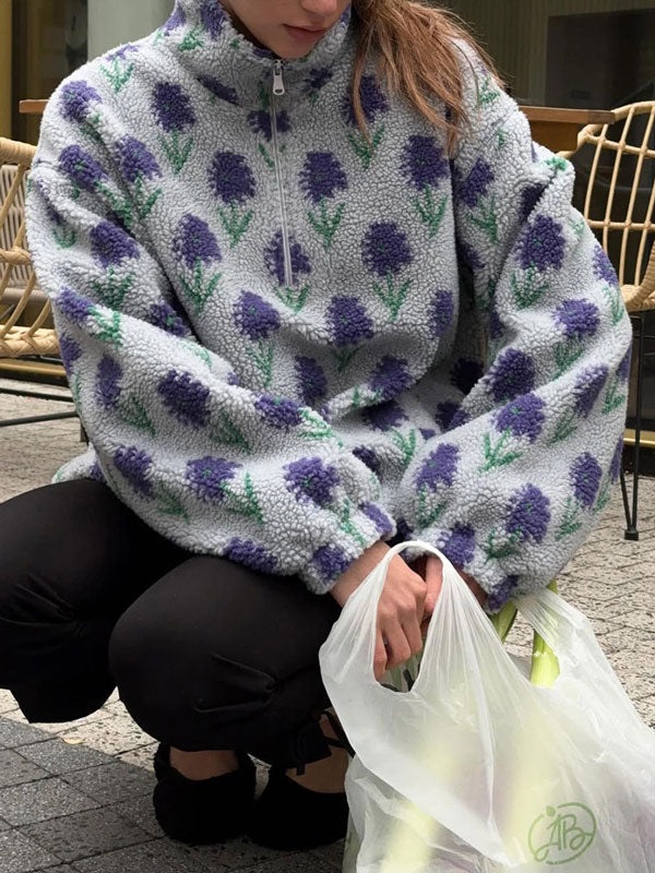 Fleece Jacquard Half Zip Sweatshirt
