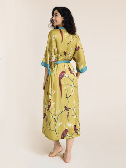 Floral Printed Long Kimono Robe