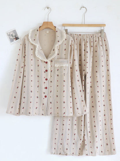 Vintage Floral Long Sleeve Pajama Set