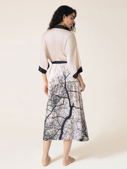 Floral Printed Long Kimono Robe