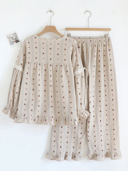 Vintage Floral Long Sleeve Pajama Set