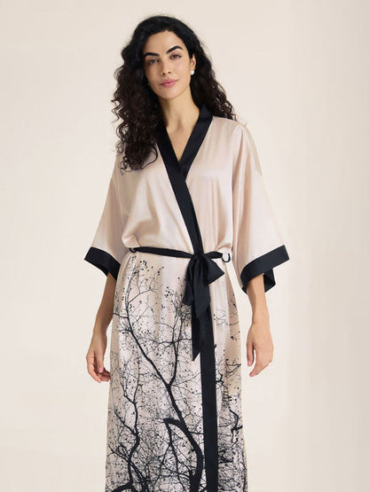 Floral Printed Long Kimono Robe