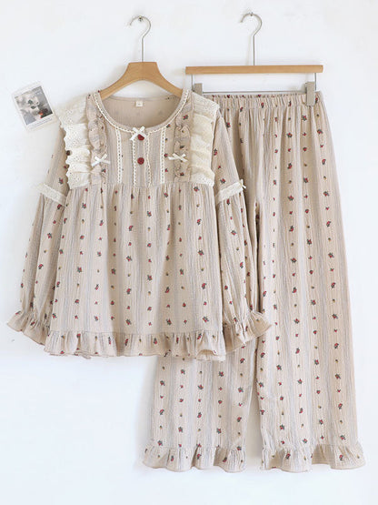 Vintage Floral Long Sleeve Pajama Set