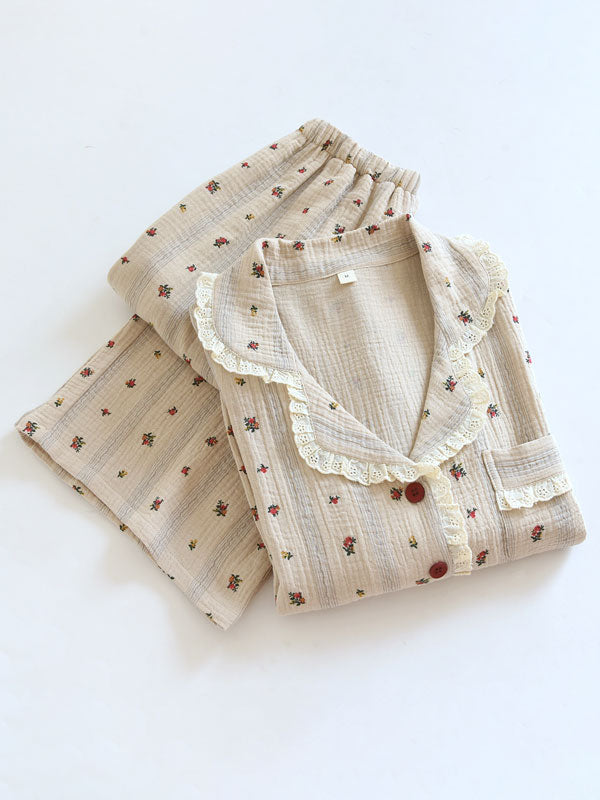 Vintage Floral Long Sleeve Pajama Set