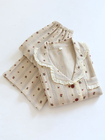 Vintage Floral Long Sleeve Pajama Set