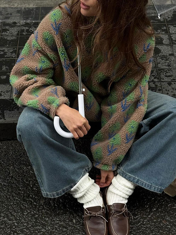 Fleece Jacquard Half Zip Sweatshirt