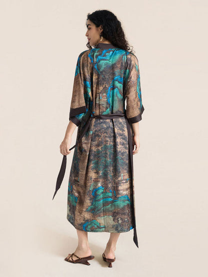 Floral Printed Long Kimono Robe